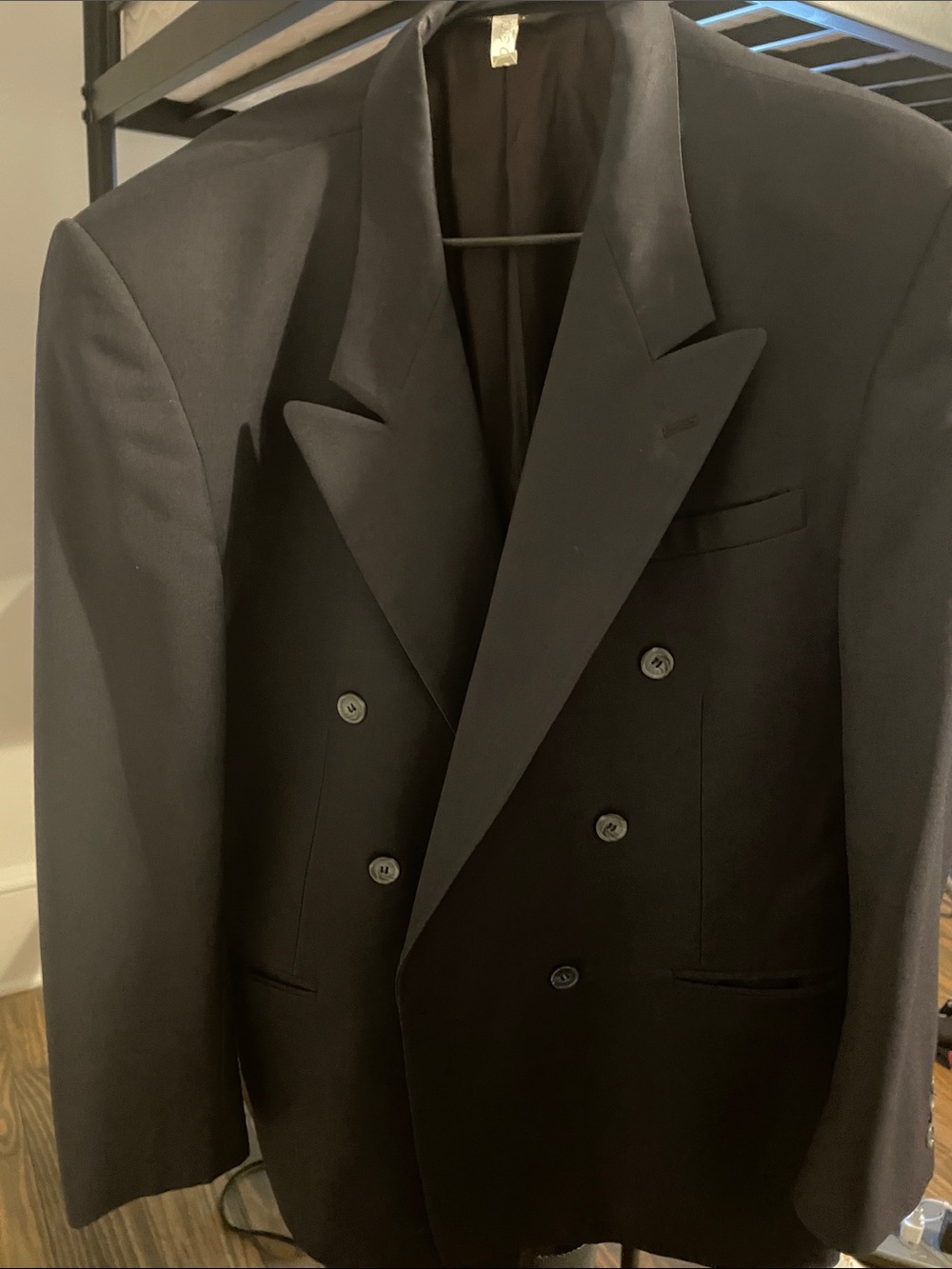 R2 Men's Double-Breasted Black Tuxedo Blazer